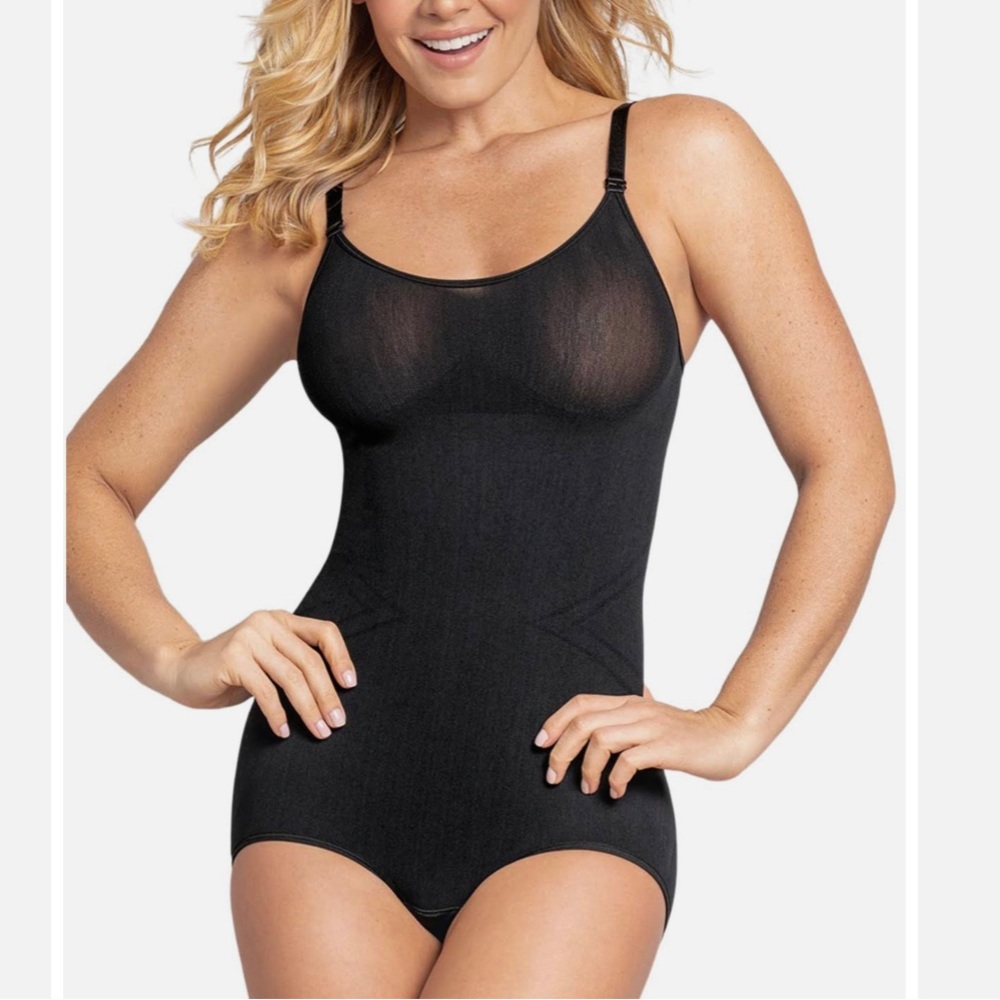 New w/Tags! Leonisa Invisible Bodysuit Shaper w/ Comfy Compression Black Large